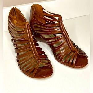 Antonio Melani Brown Leather Strappy Sandals